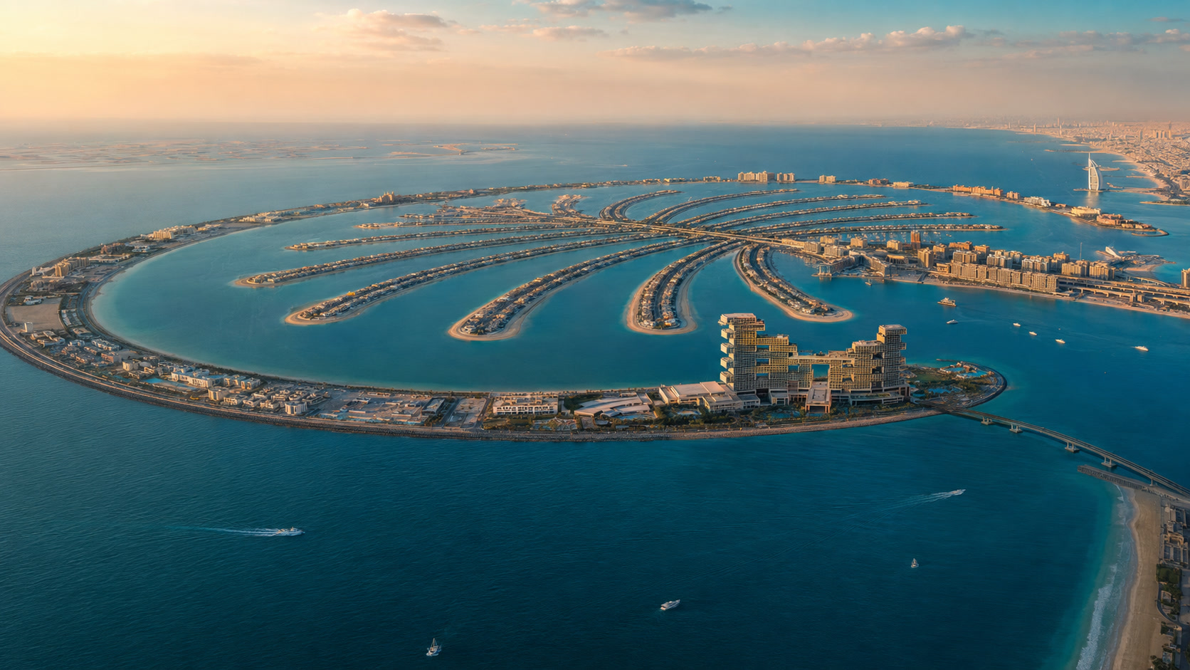 Sunlit Palm Jumeirah illustrating how Dubai communities contain distinct ownership environments